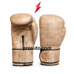 Vintage Leather Boxing Gloves in distressed tan leather with black trim by PSI Prosidz Industries