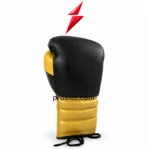 Single black and gold Wholesale Boxing Gloves product view with extended cuff and PSI Prosidz Industries logo