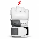 Wholesale MMA Gloves open-palm view with black ventilation panels and white piping