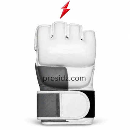 Wholesale MMA Gloves open-palm view with black ventilation panels and white piping