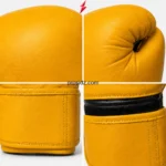 Yellow Boxing Gloves wrist strap stitching detail by PSI Prosidz Industries