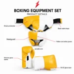 16oz yellow white boxing equipment glove cuff with professional stitching detail by prosidz industries