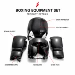 black boxing set with professional gloves headgear and protective gear by prosidz industries