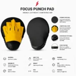 boxing focus mitts showing black target surface and yellow grip panel by prosidz industries psi
