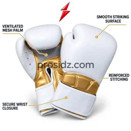 Boxing Gloves Sialkot metallic-gold cuff and reinforced stitching