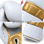 Boxing Gloves Sialkot white and gold front striking-surface view