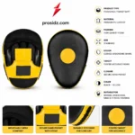 boxing training pads with breathable mesh hand pocket and yellow panel design by psi
