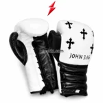 cross design boxing equipment set featuring white protective gear and black stitching by prosidz industries psi