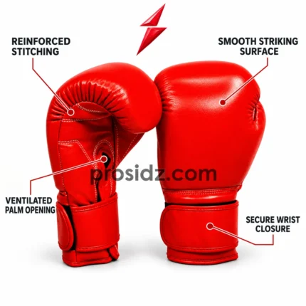 Custom Red Boxing Gloves by PSI and Prosidz Industries with reinforced stitching