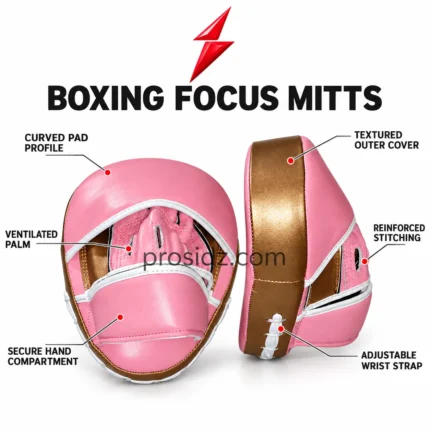 Prosidz Industries Curved Focus Mitts with ventilated pink palm compartment