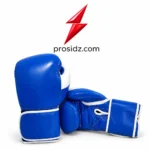 PSI Boxing Gloves for Beginners in royal blue and white with a textured surface and wide cuff