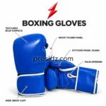 PSI Boxing Gloves for Beginners featuring a royal-blue wide wrist cuff with white piping