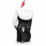 PSI boxing gloves for training side view with black wrist strap and stitched panels