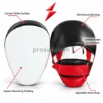 PSI Focus Mitts for Boxing Training showing reinforced stitching and red white black panels