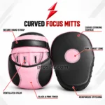 PSI Prosdiz Industries mma gears sialkot rear pink focus mitt with black strap and ventilation slots