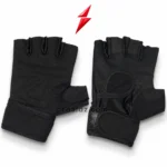 PSI black fingerless gloves by prosidz industries for a Best Gym Gloves comparison, showing palm stitching and an oval back inset.