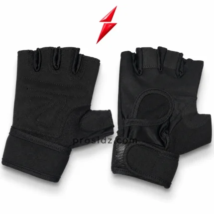 PSI black fingerless gloves by prosidz industries for a Best Gym Gloves comparison, showing palm stitching and an oval back inset.