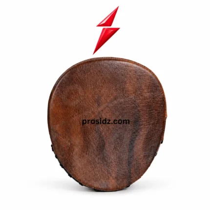 PSI prosidz industries brown punch mitts showing the striking face and rear finger channels, with a black strap and red logo above.