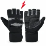 PSI Fingerless Gym Gloves by prosidz industries in black and grey, showing mesh back panels and honeycomb palm detailing with a red logo above.
