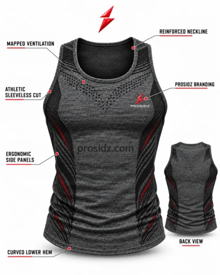 PSI and PROSIDZ Industries Seamless Gym Tank Manufacturer graphite front-view product