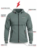 PSI and PROSIDZ Industries Full Zip Hoodie Manufacturer black zipper and secure pocket detail