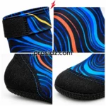 PSI Prosidz Industries Sand sports socks in black with blue contour graphics, orange accent, reinforced toe and ankle strap