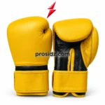 PSI Prosdiz Industries Velcro Boxing Gloves Manufacturer showing black contrast stitching on yellow panels