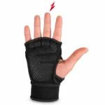 Weight lifting gloves wholesaler showing black honeycomb palm and open-back finger-loop design for PSI ProSidz Industries OEM buyers.