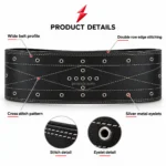 PSI Prosidz Industries black double buckle belt with off white stitching and silver hardware from a Weightlifting Belt Manufacturer