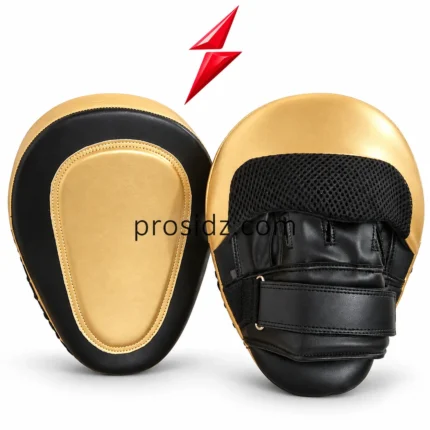 PSI Punching Mitts in gold and black with curved front target