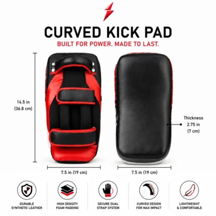 SI Prosidz Industries Kick Pad close up showing red stitching and synthetic leather texture