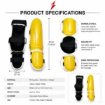 PSI yellow MMA shin guards glossy molded shell texture close up