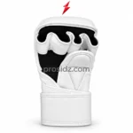 White MMA Gloves open-palm view with black insert and independent finger openings by PSI PROSIDZ Industries