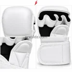 White MMA Gloves extended wrist support and stitched cuff detail by PSI PROSIDZ Industries