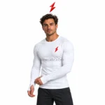 PSI wholesale base layer white fitted shirt with crew neck and red chest mark by prosidz industries