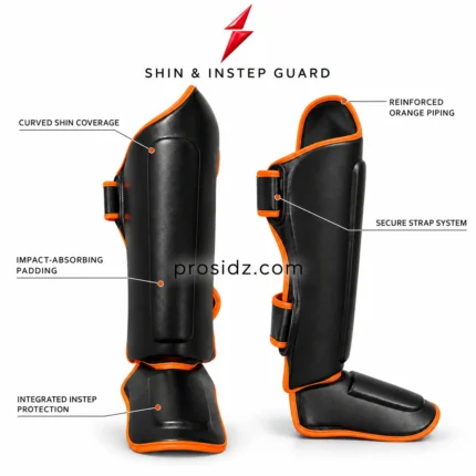 PSI Prosidz Industries Wholesale MMA Shin Guards close-up showing textured black material and raised central shin padding
