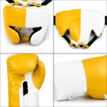 yellow white boxing equipment groin protector with black straps and protective padding by prosidz industries