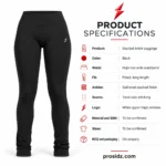PSI prosidz industries Black Gym Leggings with a white upper thigh emblem, tonal side stitching and gathered ankle hems