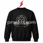 PSI / prosidz industries Bodybuilding T-Shirt specification image identifying the ribbed neckline, short sleeves, black fabric, gorilla artwork and stitched hems