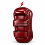 AI-generated rear-view illustration of a burgundy PSI and prosidz industries training pad with an upper handle, two arm straps, and side lacing.