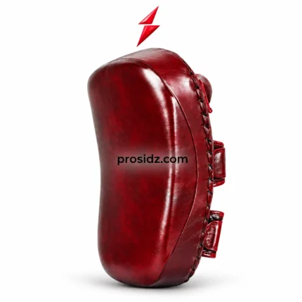 Single burgundy curved training pad from PSI and prosidz industries, showing its textured front, laced edge, and red logo above.