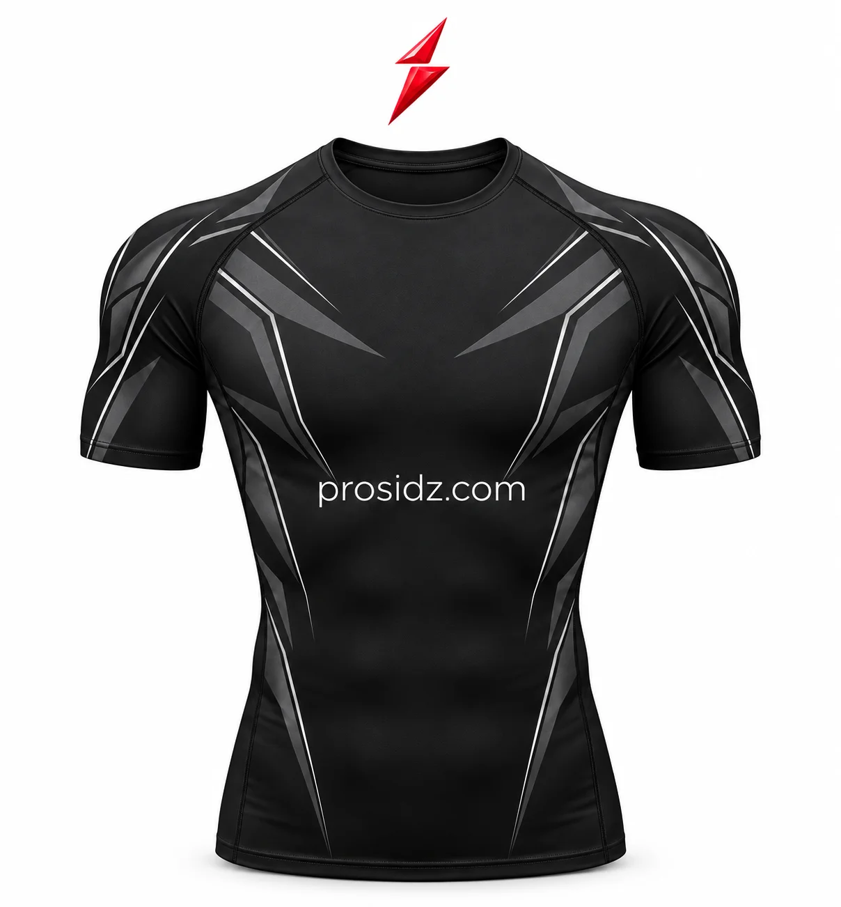 psi-prosidz-industries-compression-wears-black-back PSI Prosidz Industries compression wears, black back view with matching graphite graphics, silver accents and stitched raglan seams