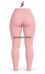 PSI prosidz industries blush pink Crossover Leggings showing rear yoke stitching, curved leg seams and fitted ankle hems
