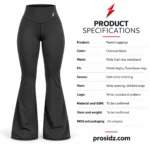 PSI prosidz industries charcoal black Flared Leggings with a broad rear waistband, center seam and flared hems