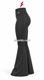 PSI prosidz industries Flared Leggings showing a white waistband emblem, dark side stitching and flared lower legs