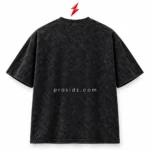 PSI prosidz industries Gym T-Shirts specification image labeling the ribbed neck, dropped shoulders, oversized fit, washed finish and Atlas graphic.