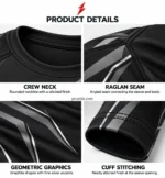 PSI Prosidz Industries long sleeve compression shirts back view showing matching graphite panels, silver accents and raglan seams beneath the PSI logo.