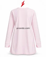 PSI prosidz industries Long Sleeve Workout Top illustrated rear view in pink with white shoulder piping and top-centred PSI logo.