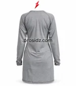 PSI and prosidz industries Modest Gym Top back view with curved waist seam, long sleeves and top-centred red logo