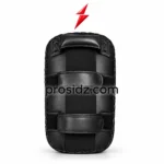 PSI Thai Pads rear view by prosidz industries showing a padded top handle, two black straps, stitched panels and red logo above.